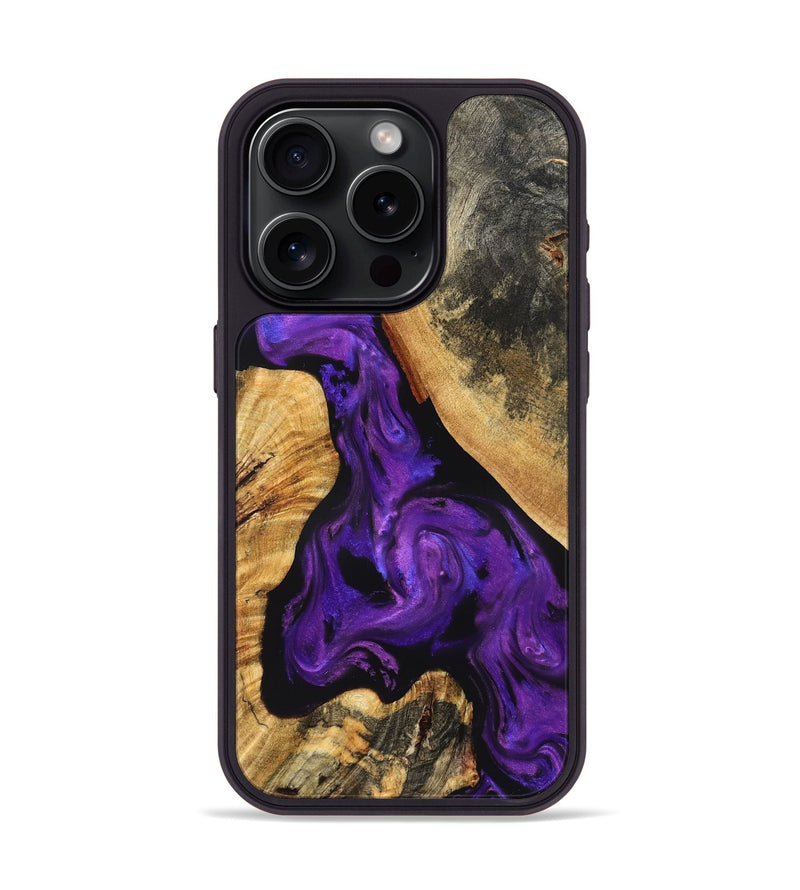 iPhone 15 Pro Wood Phone Case - Clover (Purple, 825198)