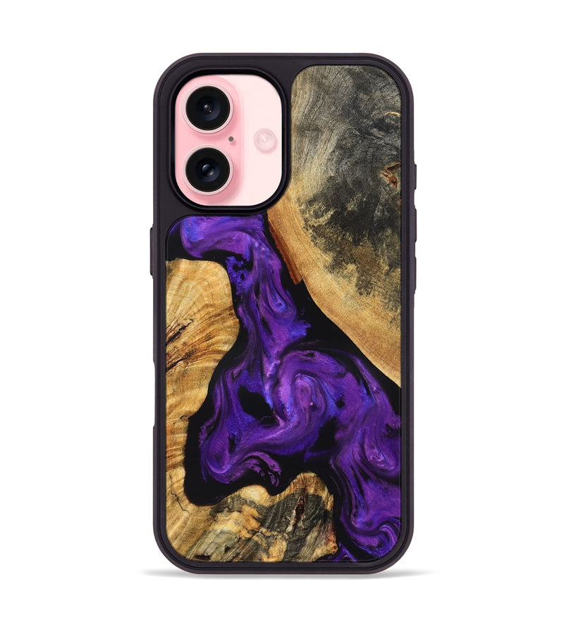 iPhone 16 Wood Phone Case - Clover (Purple, 825198)