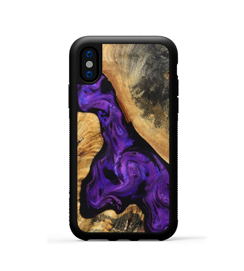 iPhone Xs Wood Phone Case - Clover (Purple, 825198)