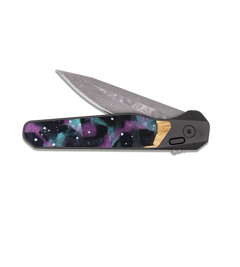 EDC Dark Damascus Wood Pocket Knife - Brodie (Cosmos, 825230)