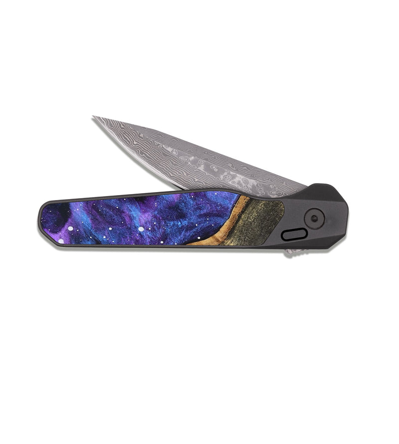 EDC Dark Damascus Wood Pocket Knife - Ailani (Cosmos, 825234)