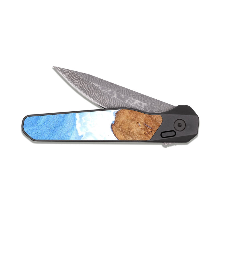 EDC Dark Damascus Wood Pocket Knife - Dovie (Coastal, 825242)