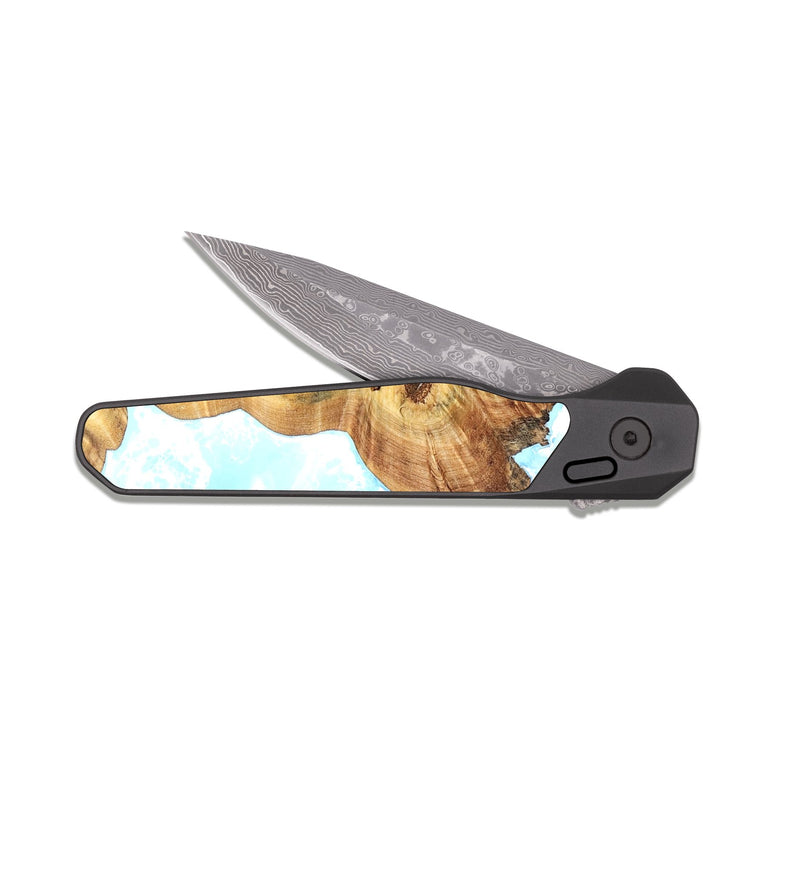 EDC Dark Damascus Wood Pocket Knife - Emmalee (Coastal, 825253)
