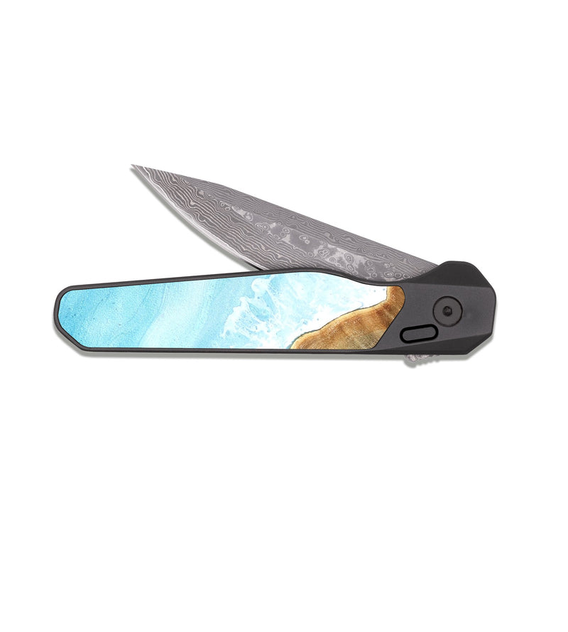 EDC Dark Damascus Wood Pocket Knife - Freda (Coastal, 825254)