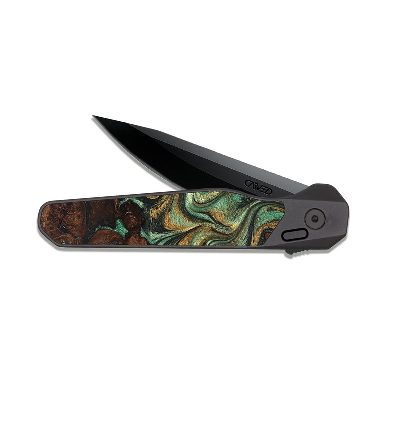 EDC Dark Slate Wood Pocket Knife - Mary (Green, 825264)
