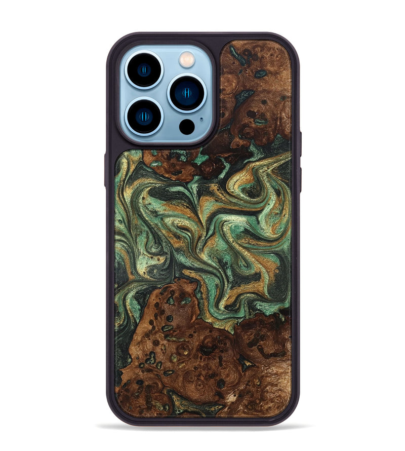 iPhone 14 Pro Max Wood Phone Case - Mary (Green, 825264)