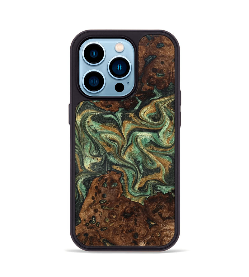 iPhone 14 Pro Wood Phone Case - Mary (Green, 825264)