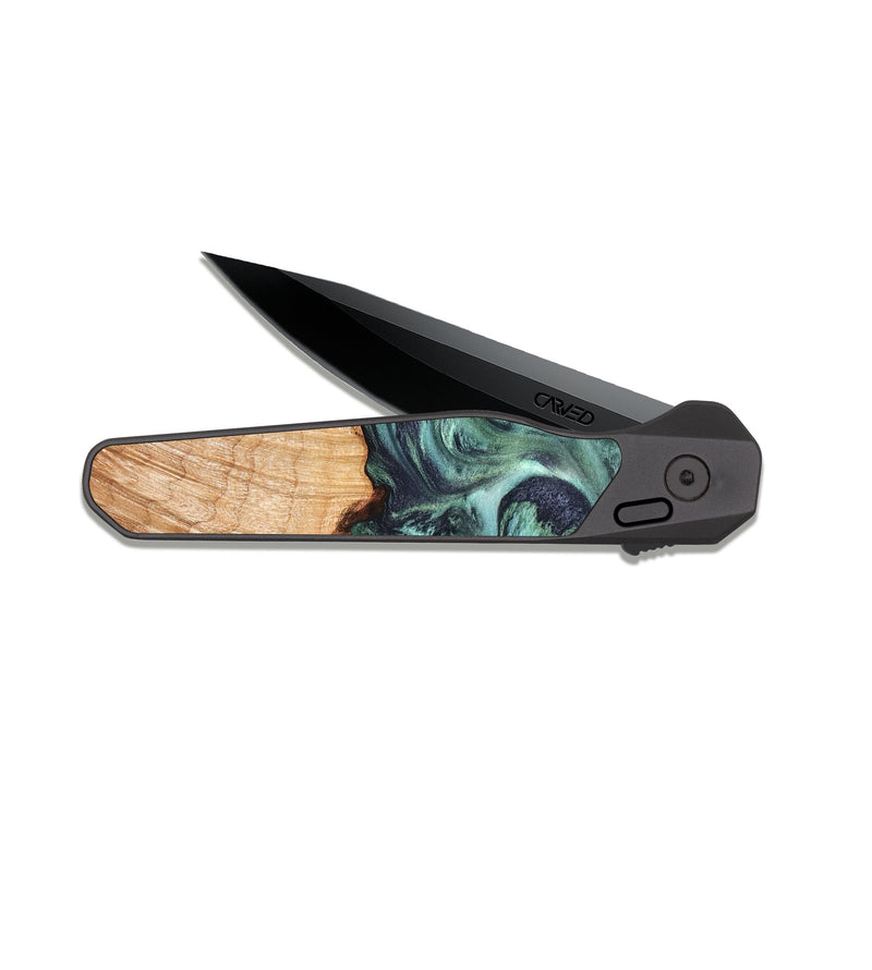 EDC Dark Slate Wood Pocket Knife - Ari (Green, 825265)