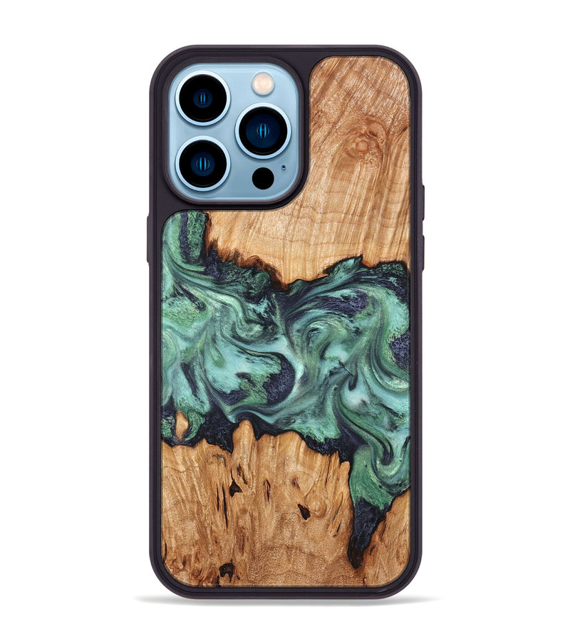 iPhone 14 Pro Max Wood Phone Case - Ari (Green, 825265)