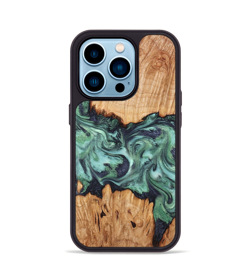 iPhone 14 Pro Wood Phone Case - Ari (Green, 825265)