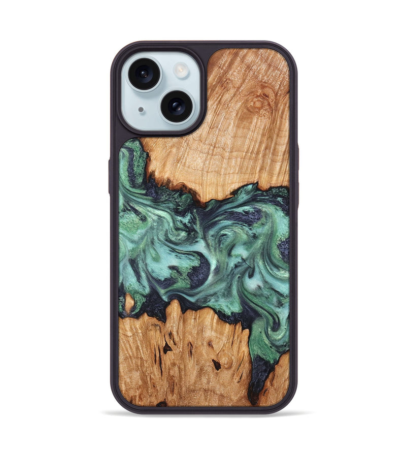 iPhone 15 Wood Phone Case - Ari (Green, 825265)