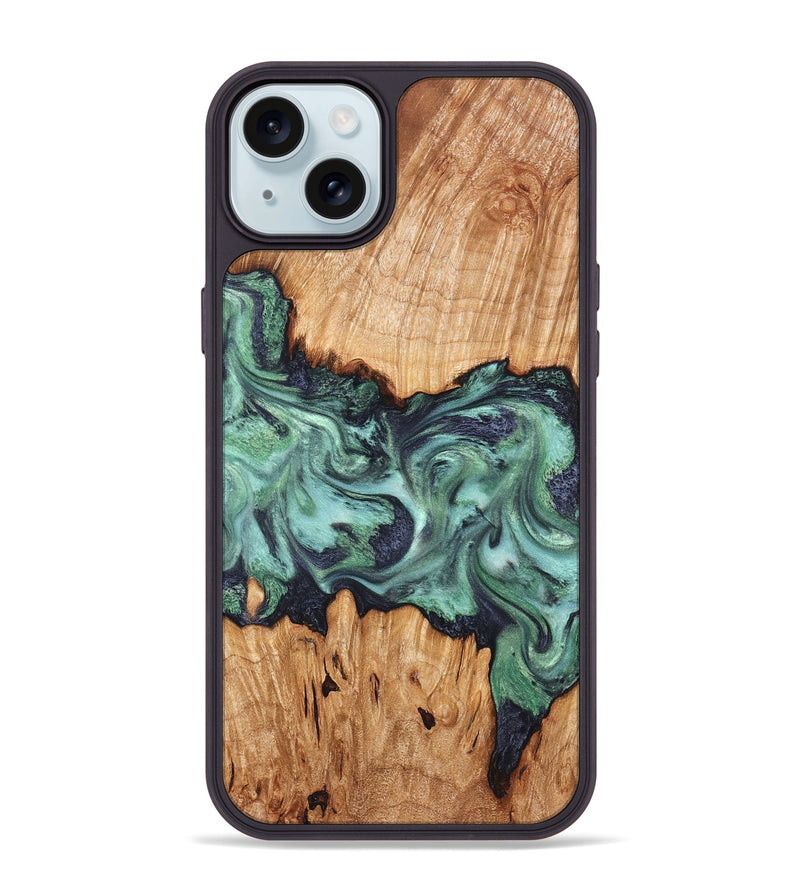 iPhone 15 Plus Wood Phone Case - Ari (Green, 825265)