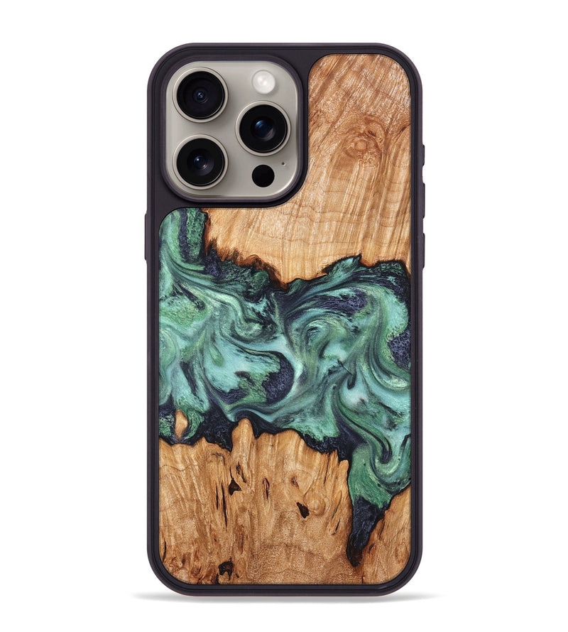 iPhone 15 Pro Max Wood Phone Case - Ari (Green, 825265)