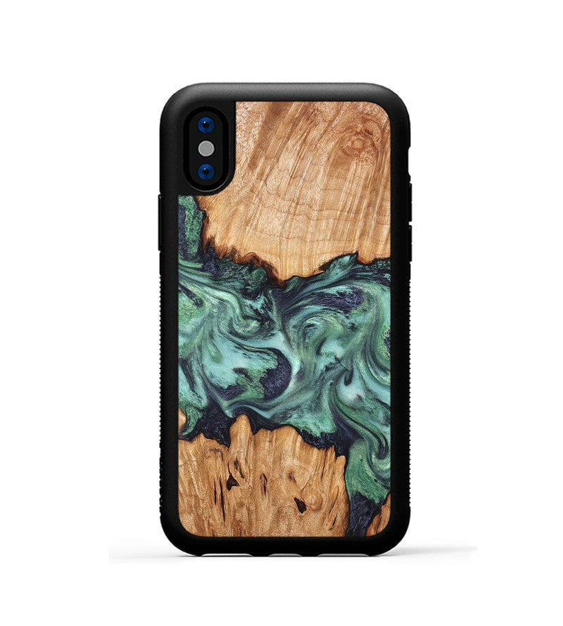 iPhone Xs Wood Phone Case - Ari (Green, 825265)
