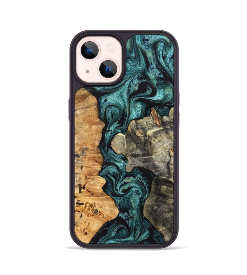 iPhone 14 Wood Phone Case - Leda (Green, 825266)
