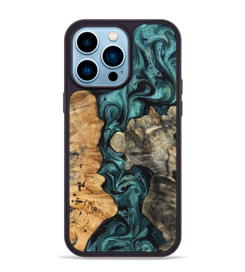 iPhone 14 Pro Max Wood Phone Case - Leda (Green, 825266)