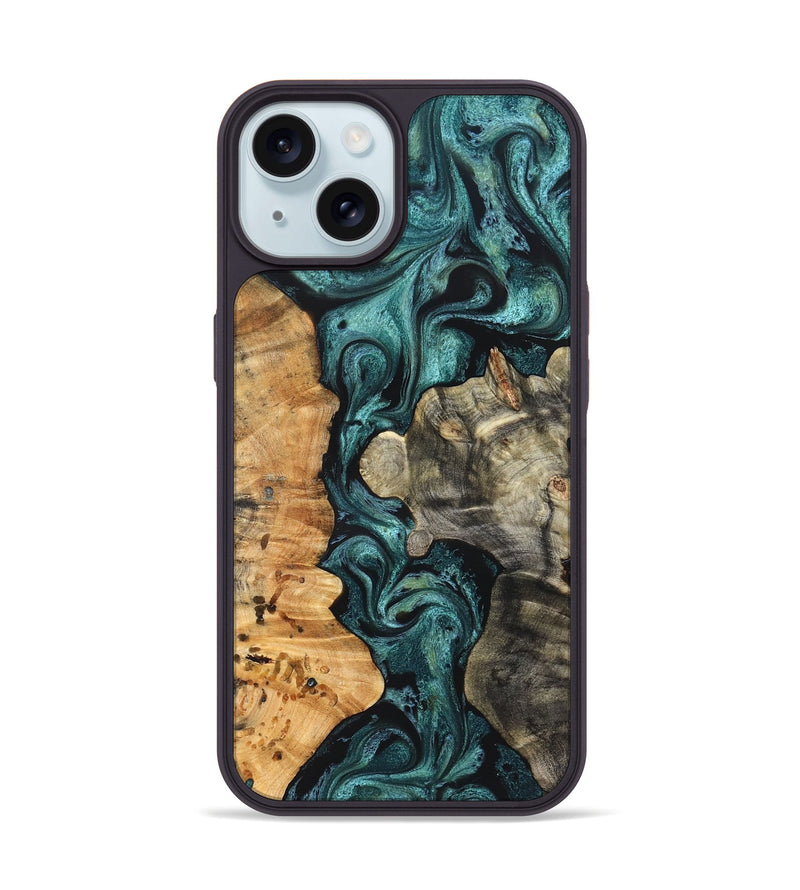 iPhone 15 Wood Phone Case - Leda (Green, 825266)
