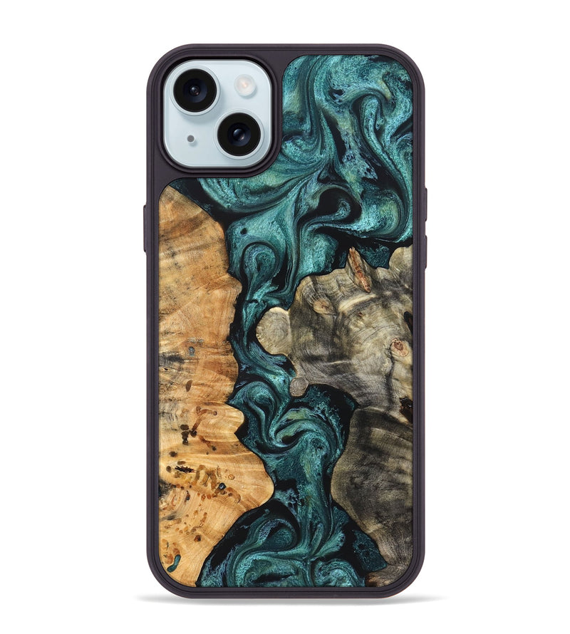 iPhone 15 Plus Wood Phone Case - Leda (Green, 825266)