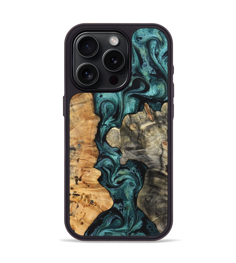 iPhone 15 Pro Wood Phone Case - Leda (Green, 825266)