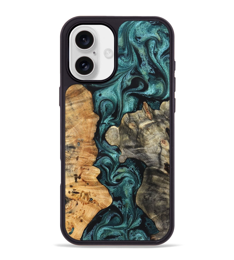 iPhone 16 Plus Wood Phone Case - Leda (Green, 825266)
