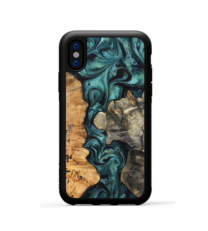 iPhone Xs Wood Phone Case - Leda (Green, 825266)