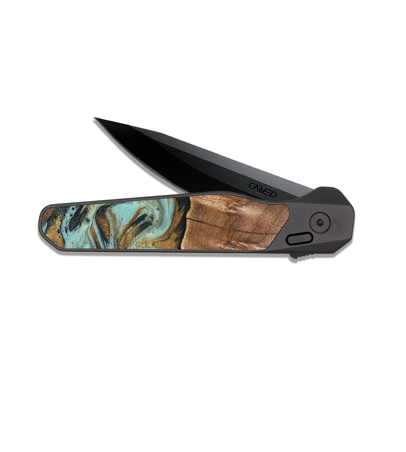 EDC Dark Slate Wood Pocket Knife - Sydnee (Green, 825267)