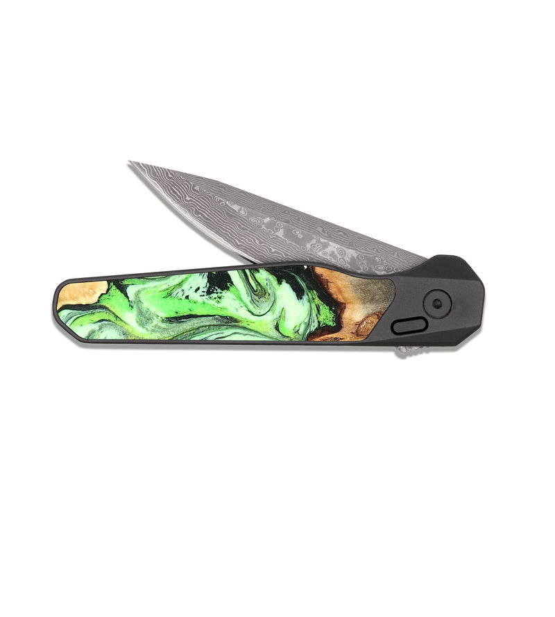 EDC Dark Damascus Wood Pocket Knife - Genesis (Green, 825268)