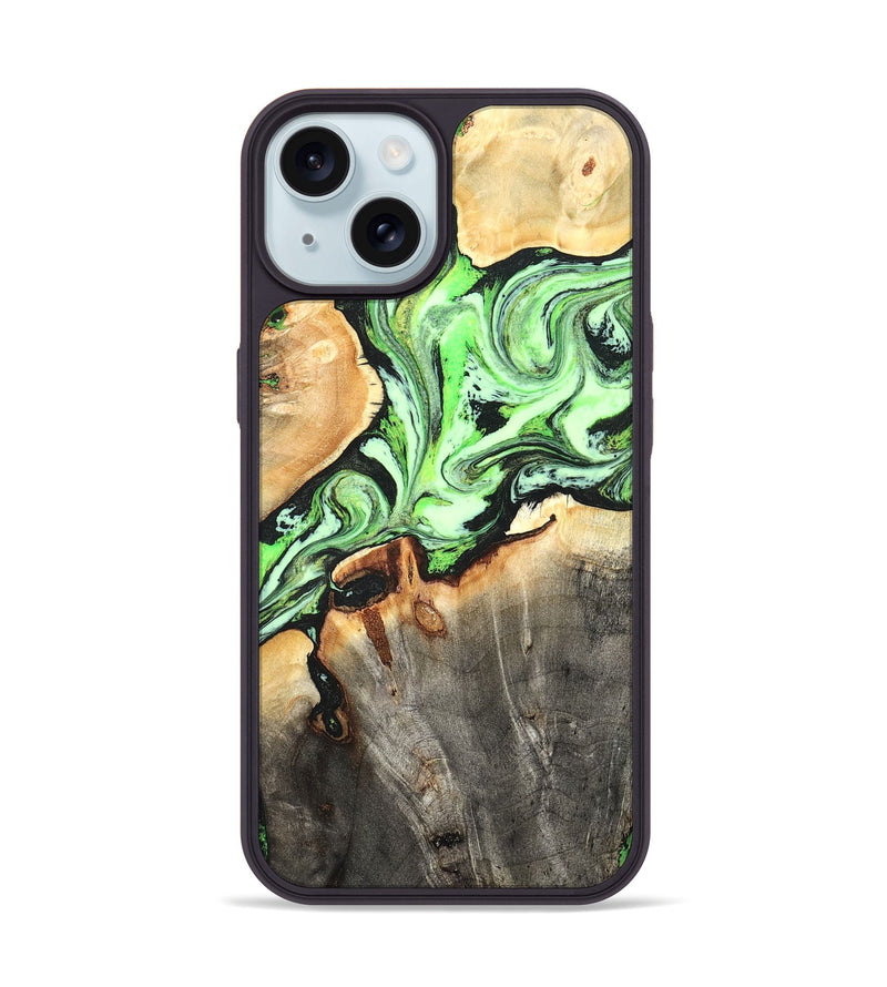 iPhone 15 Wood Phone Case - Genesis (Green, 825268)