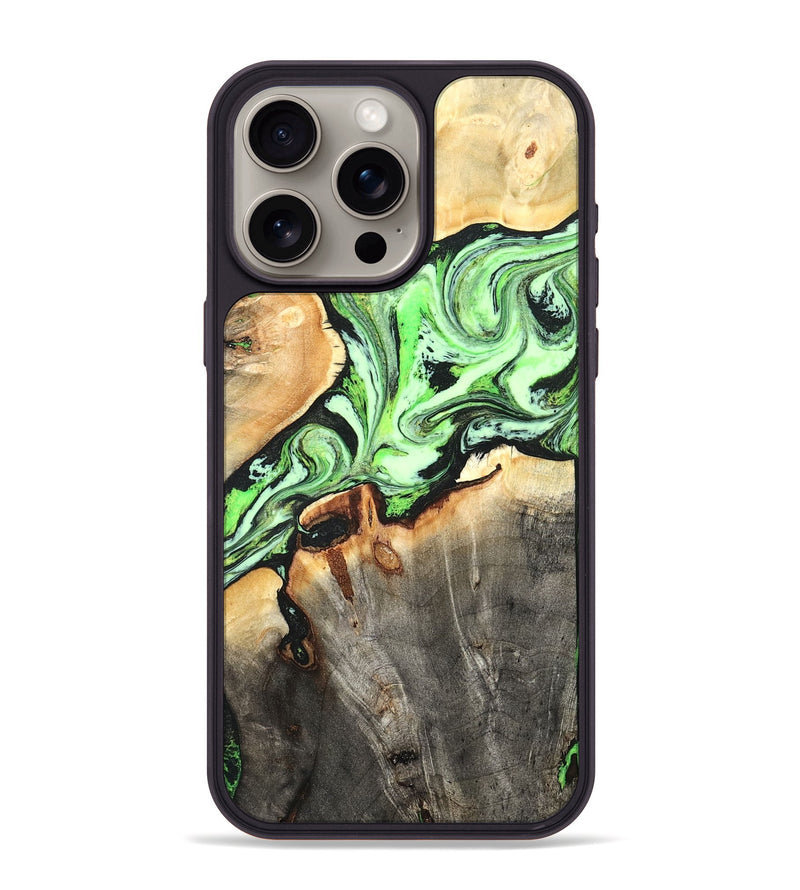 iPhone 15 Pro Max Wood Phone Case - Genesis (Green, 825268)