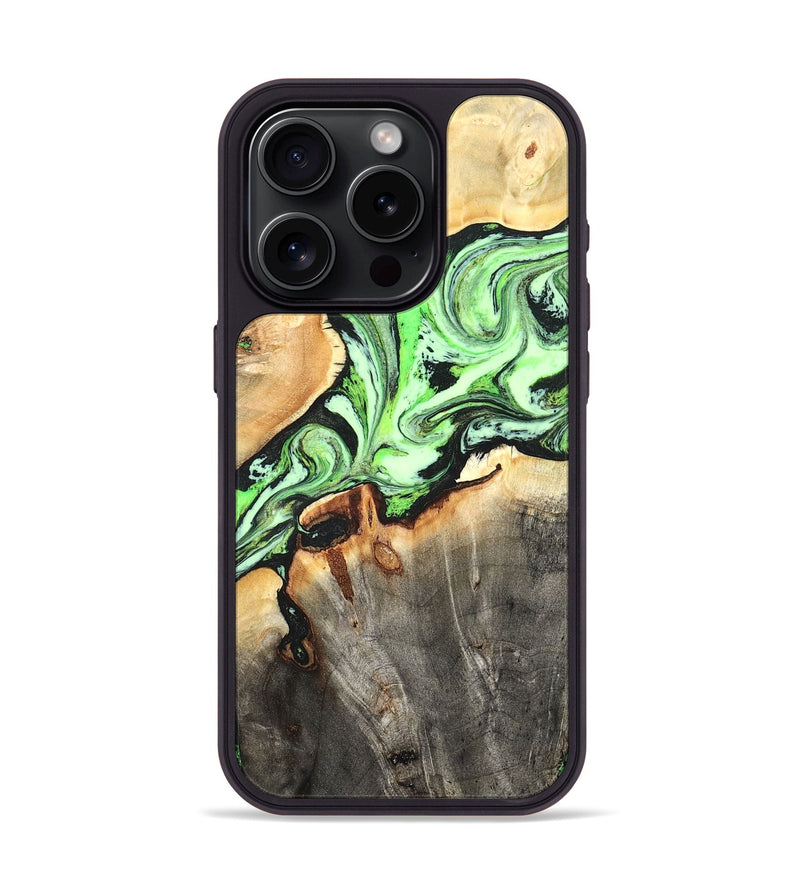 iPhone 15 Pro Wood Phone Case - Genesis (Green, 825268)