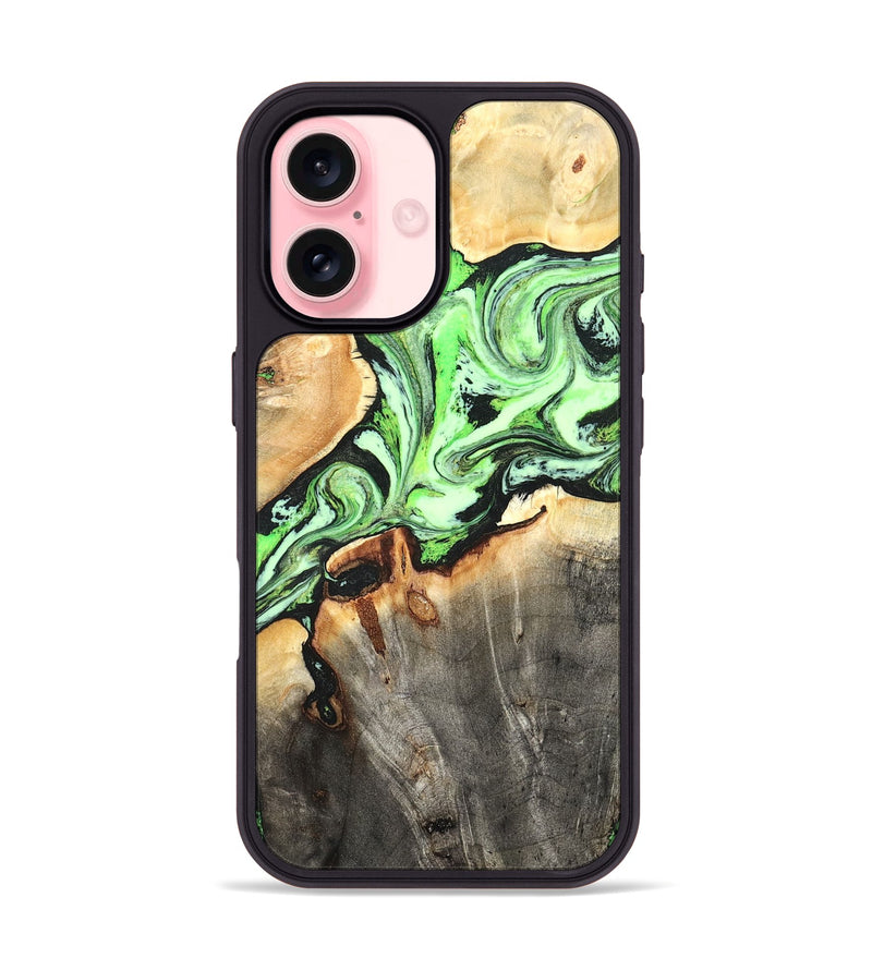 iPhone 16 Wood Phone Case - Genesis (Green, 825268)