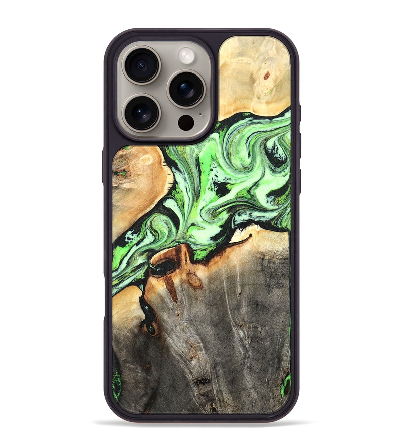 iPhone 16 Pro Max Wood Phone Case - Genesis (Green, 825268)