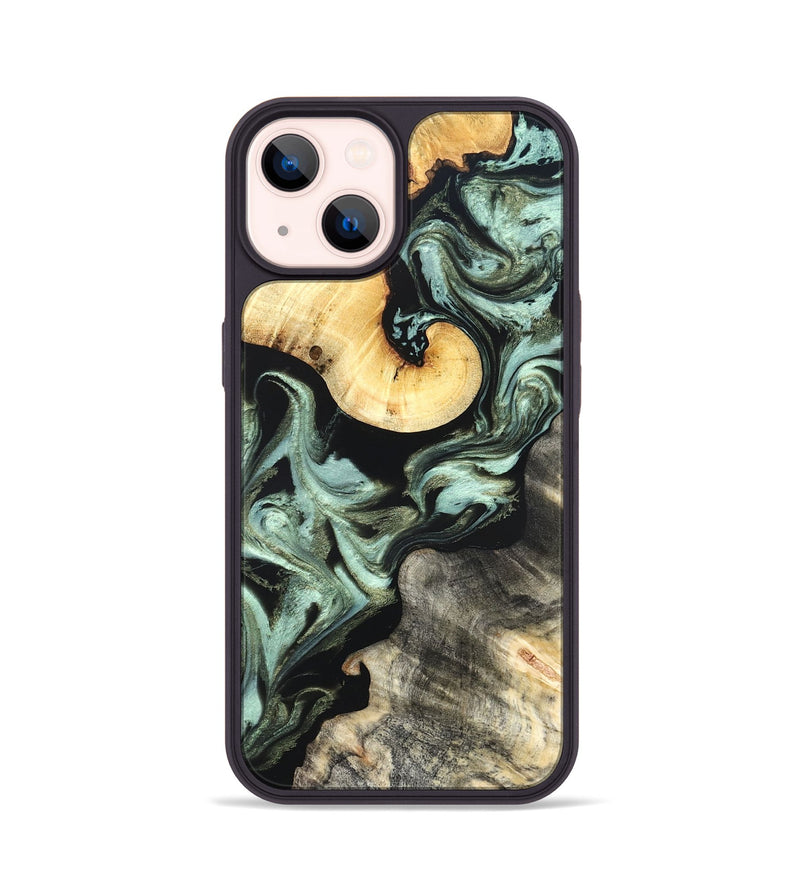 iPhone 14 Wood Phone Case - Daisy (Green, 825269)