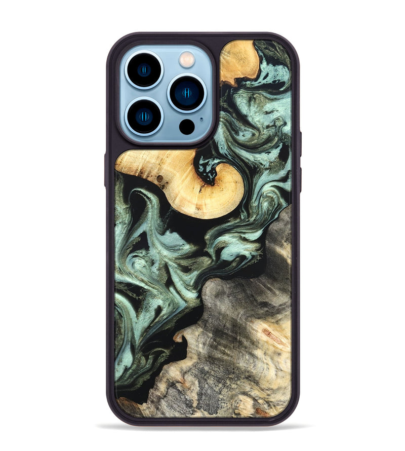 iPhone 14 Pro Max Wood Phone Case - Daisy (Green, 825269)