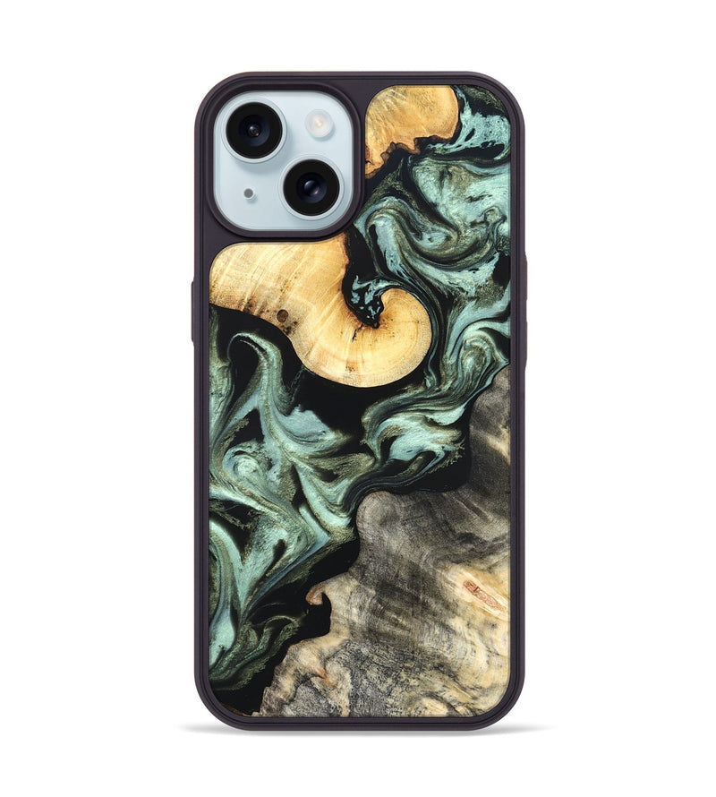 iPhone 15 Wood Phone Case - Daisy (Green, 825269)