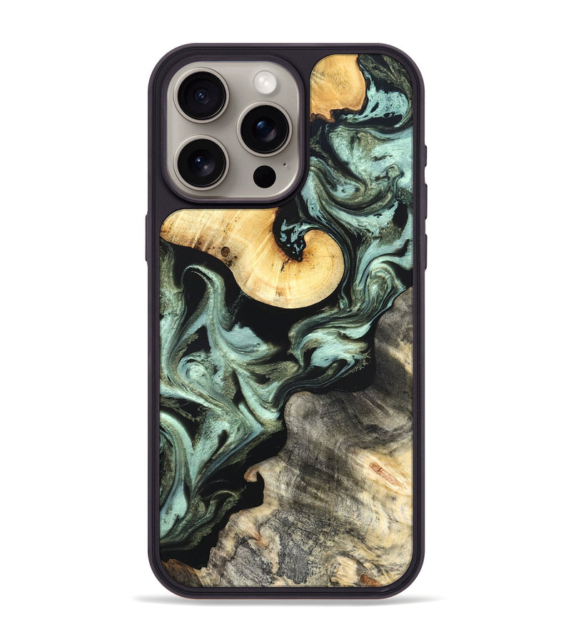 iPhone 15 Pro Max Wood Phone Case - Daisy (Green, 825269)