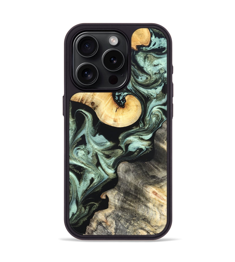 iPhone 15 Pro Wood Phone Case - Daisy (Green, 825269)