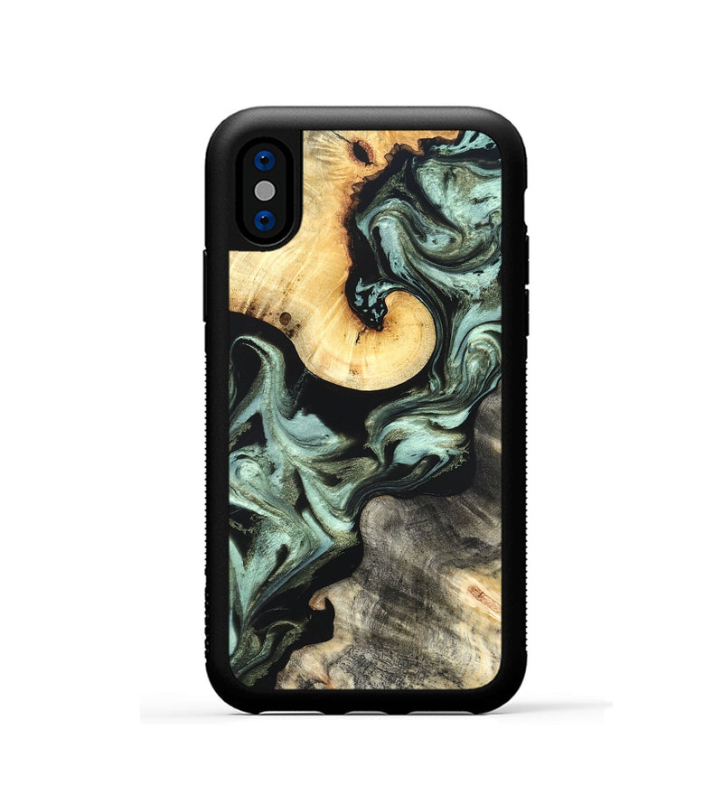 iPhone Xs Wood Phone Case - Daisy (Green, 825269)