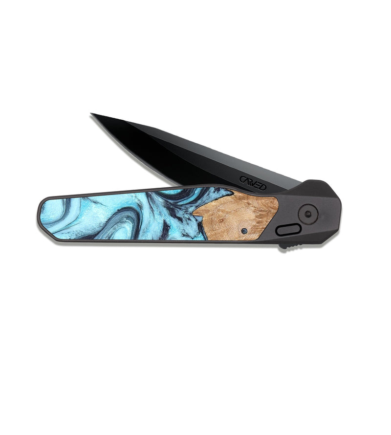 EDC Dark Slate Wood Pocket Knife - Adaline (Blue, 825273)