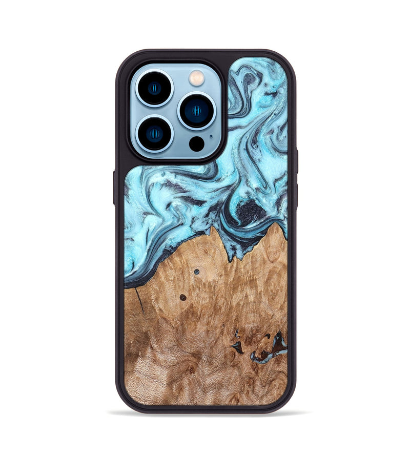 iPhone 14 Pro Wood Phone Case - Adaline (Blue, 825273)