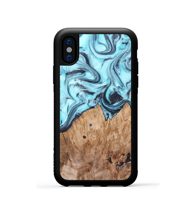 iPhone Xs Wood Phone Case - Adaline (Blue, 825273)