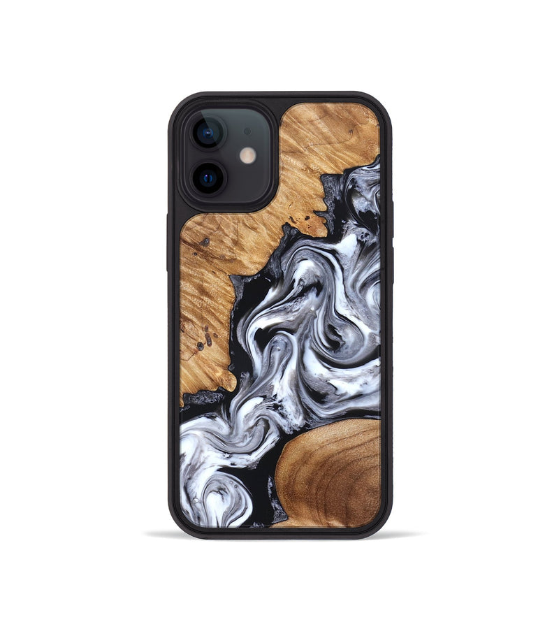iPhone 12 mini Wood Phone Case - Jaslene (Black & White, 825279)