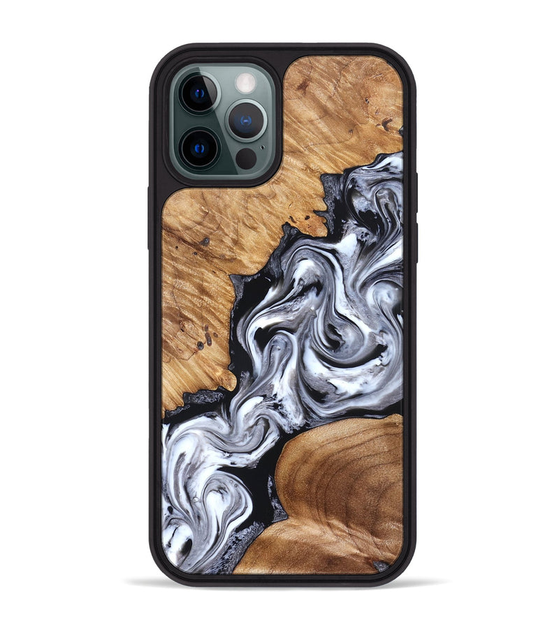 iPhone 12 Pro Max Wood Phone Case - Jaslene (Black & White, 825279)