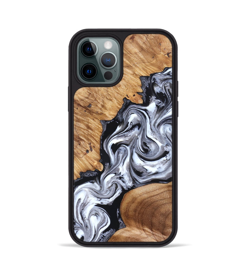 iPhone 12 Pro Wood Phone Case - Jaslene (Black & White, 825279)
