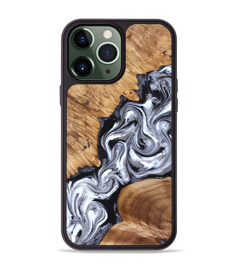 iPhone 13 Pro Max Wood Phone Case - Jaslene (Black & White, 825279)