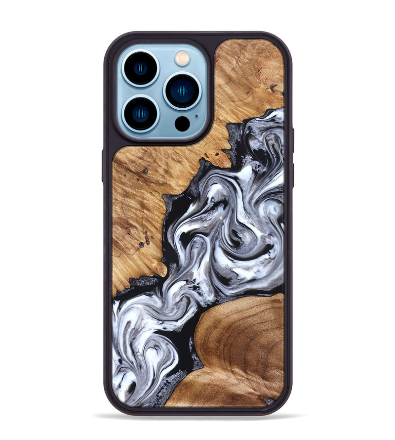 iPhone 14 Pro Max Wood Phone Case - Jaslene (Black & White, 825279)