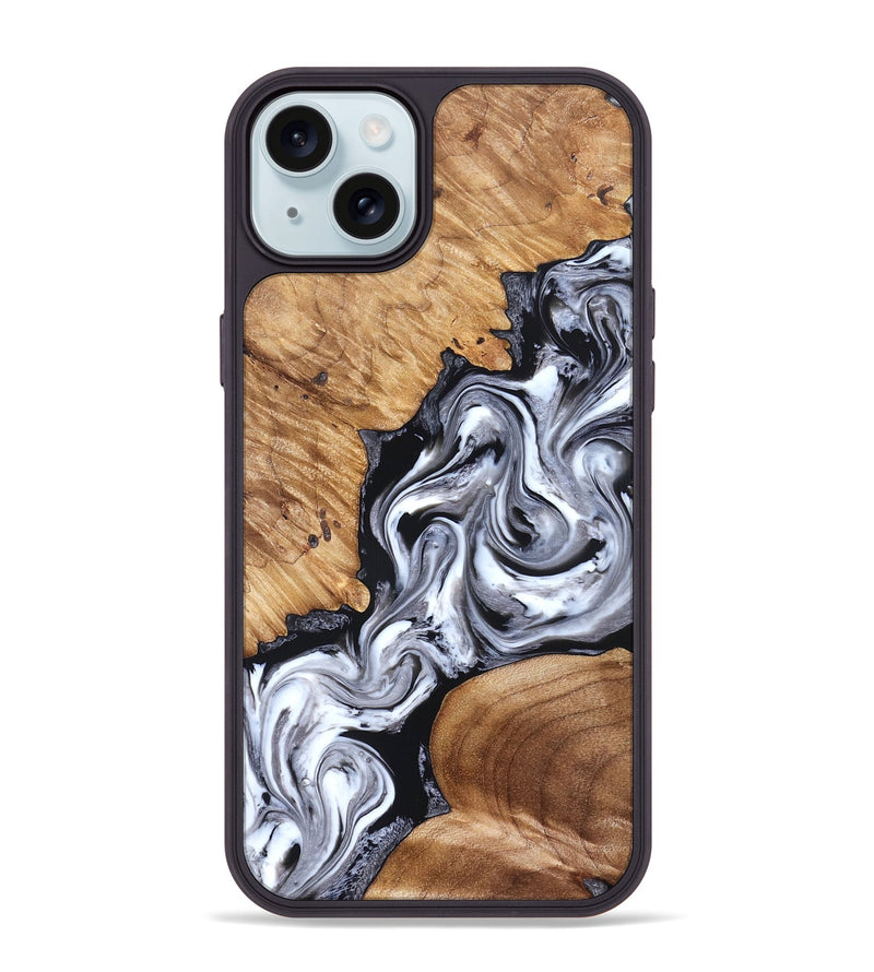 iPhone 15 Plus Wood Phone Case - Jaslene (Black & White, 825279)