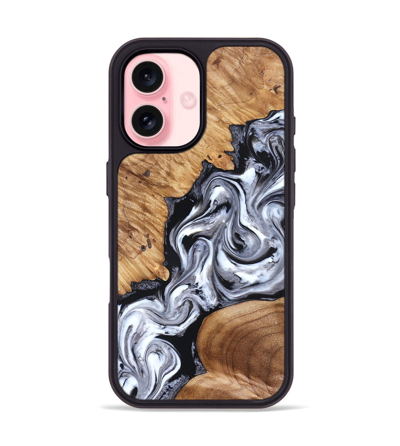 iPhone 16 Wood Phone Case - Jaslene (Black & White, 825279)