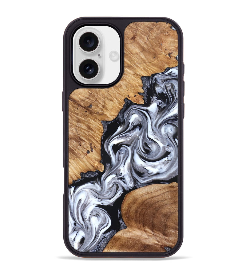 iPhone 16 Plus Wood Phone Case - Jaslene (Black & White, 825279)