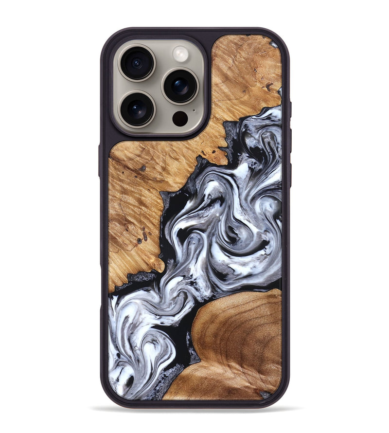 iPhone 16 Pro Max Wood Phone Case - Jaslene (Black & White, 825279)